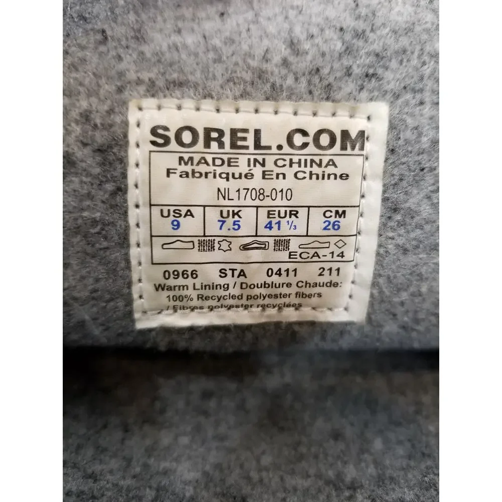 Sorel Black Nylon Knee High Winter Rain Boots  NL1708-010 Black Women's Size 9